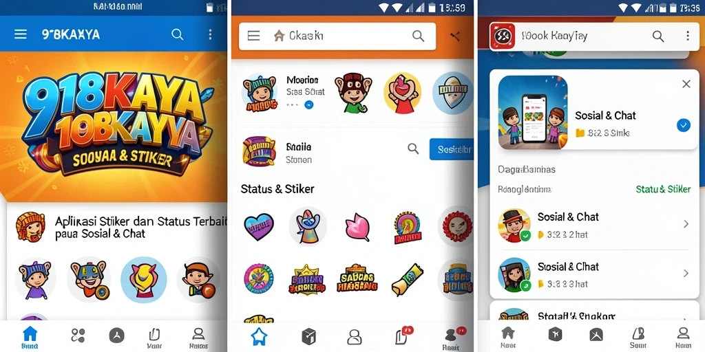 Tampilan antarmuka 918KAYA dengan beragam stiker menarik.