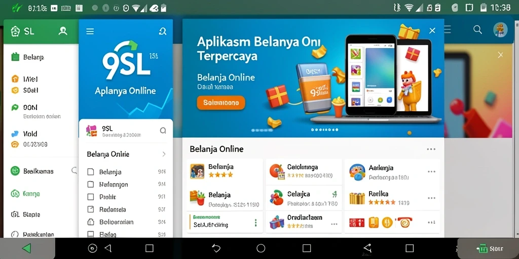 Screenshot antarmuka aplikasi 9SL yang menampilkan kategori belanja online.