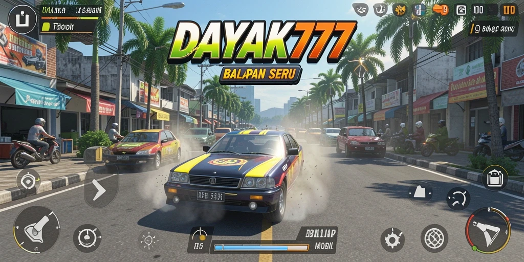 Tampilan antarmuka DAYAK777 dengan grafis balapan yang menarik.
