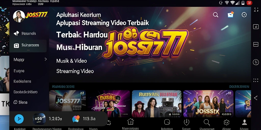 Tampilan antarmuka aplikasi JOSS777 dengan fitur streaming video yang menarik.