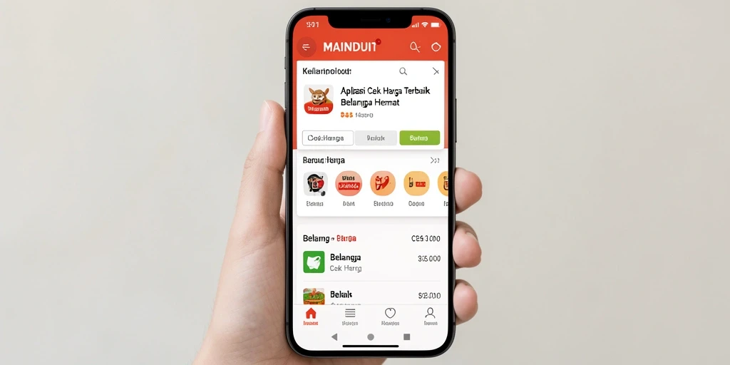Antarmuka aplikasi MAINDUIT untuk cek harga produk secara efektif.