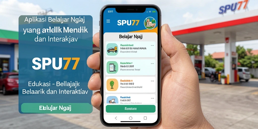 Antarmuka aplikasi SPBU77 yang interaktif dan edukatif.